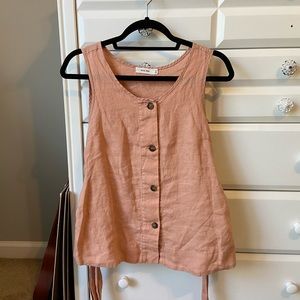 Mod Ref Vanessa 100% Linen Sleeveless Tie Top